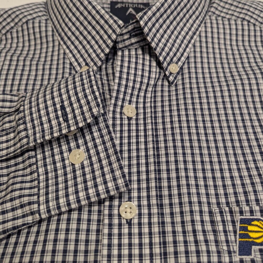 Antigua Indiana Pacers Shirt Mens Large L Blue Plaid Button Down NBA Basketball - Picture 4 of 16